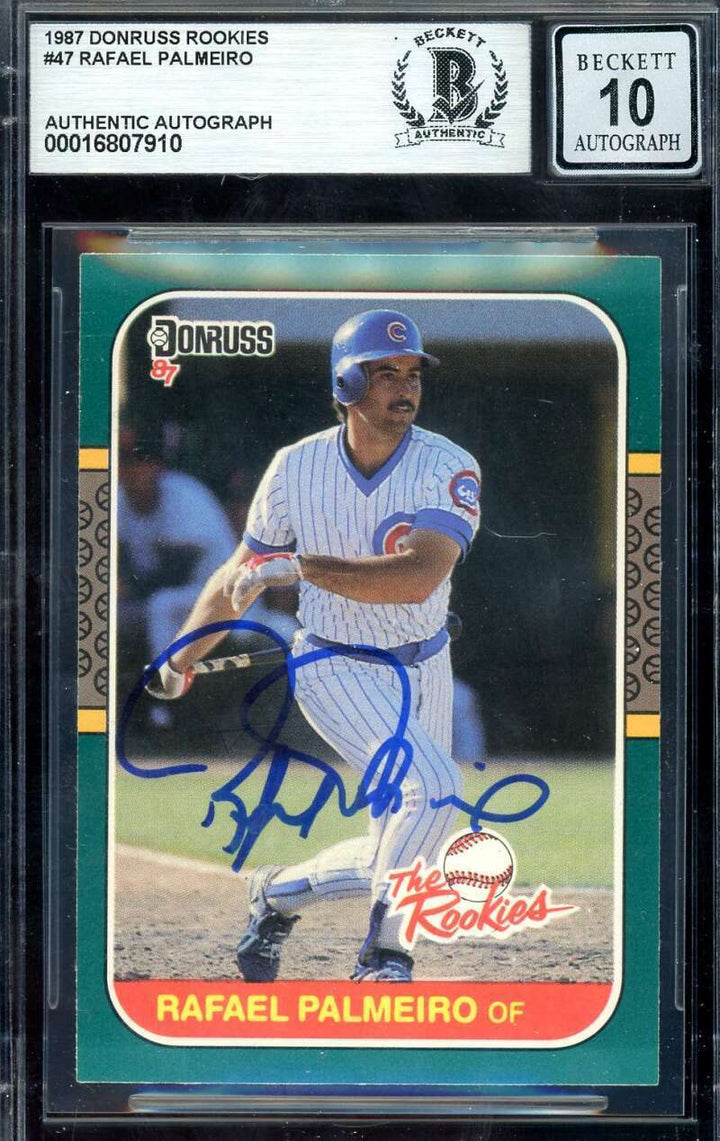 Rafael Palmeiro Gem Mint 10 Beckett BAS Signed 1987 Donruss Rookies Autograph