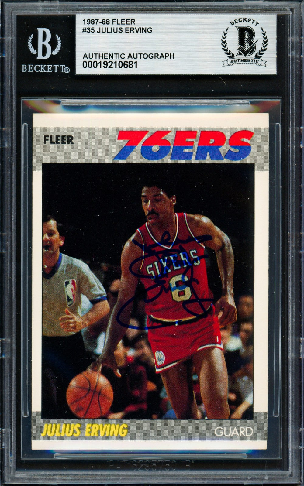 Julius Dr. J Erving Signed 1987-88 Fleer Card 35 Philadelphia 76ers Beckett