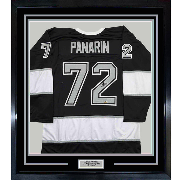 Framed Facsimile Autographed Artemi Panarin 35x39 Los Angeles Blk Reprint Jersey