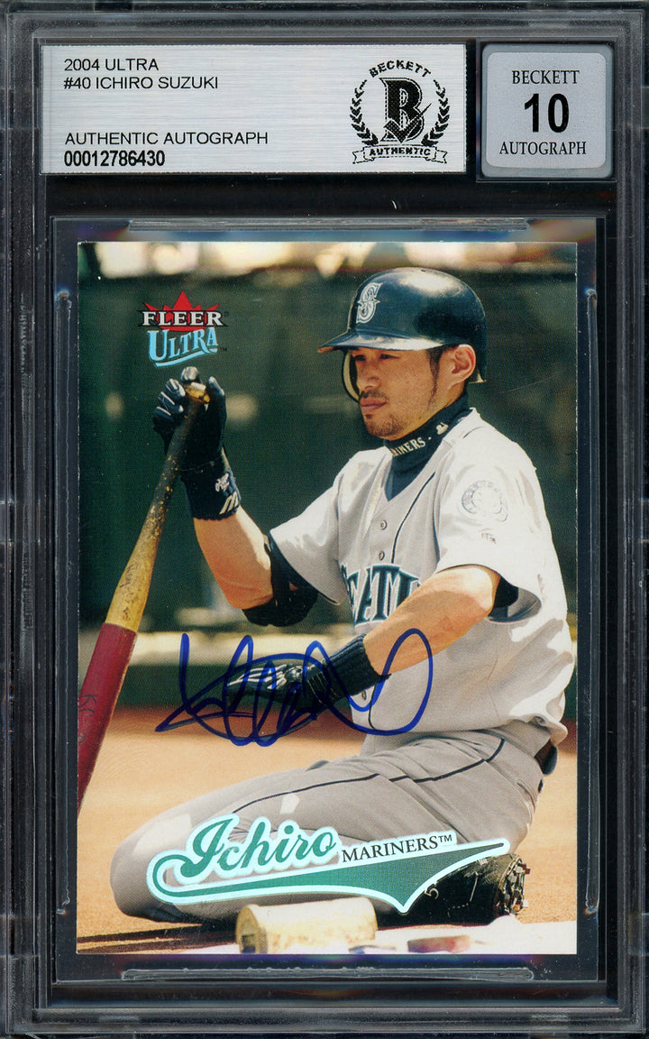 Ichiro Suzuki Auto Signed 2004 Fleer Ultra Card 40 Mariners Auto GM 10 Beckett