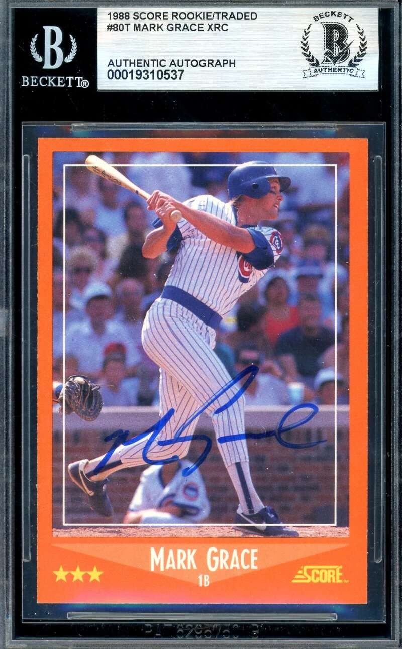 Mark Grace Beckett BAS Signed 1988 Score Rookie Autograph