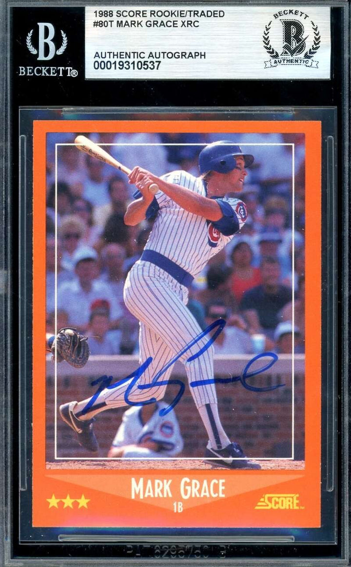 Mark Grace Beckett BAS Signed 1988 Score Rookie Autograph