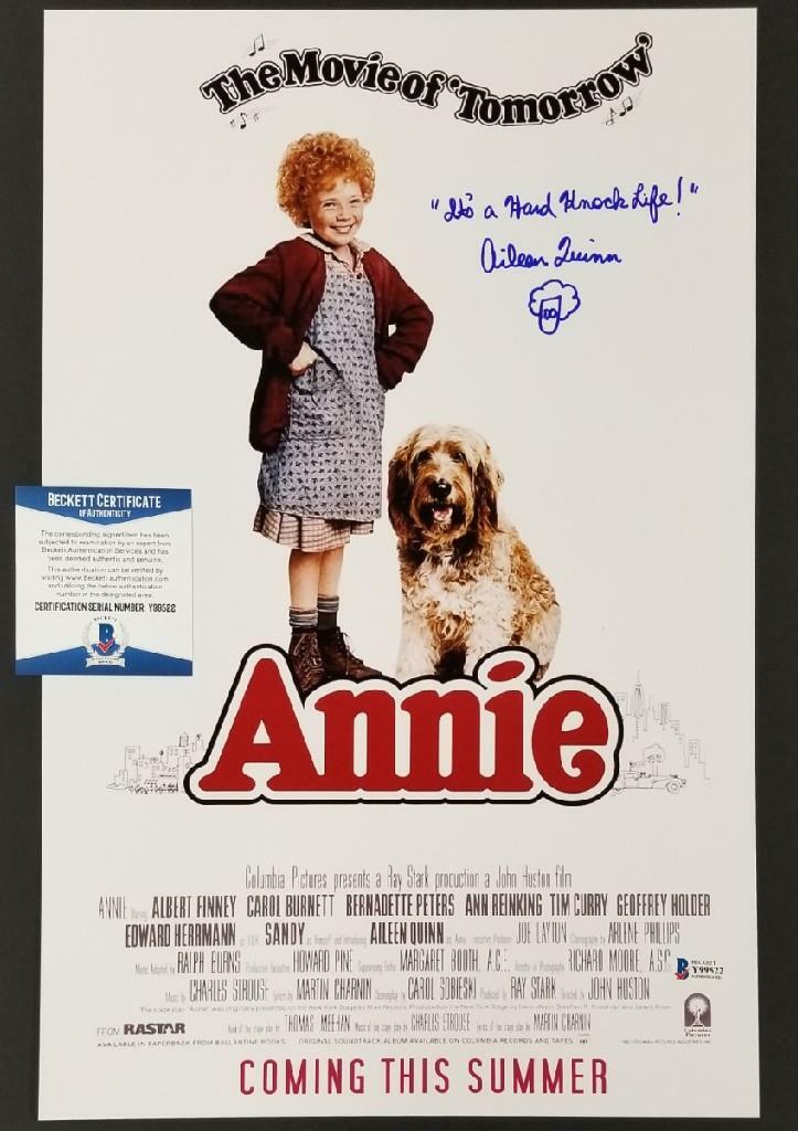 Aileen Quinn signed Annie "Hard Knock Life" 11x17 Photo Auto ~ Beckett BAS COA