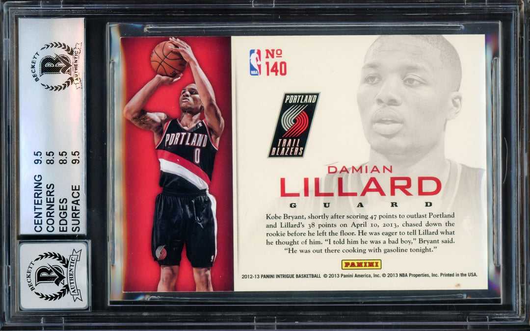 Damian Lillard Auto 2012-13 Panini Intrigue Player Gold RC 140 BGS 8.5 Sig10 /10