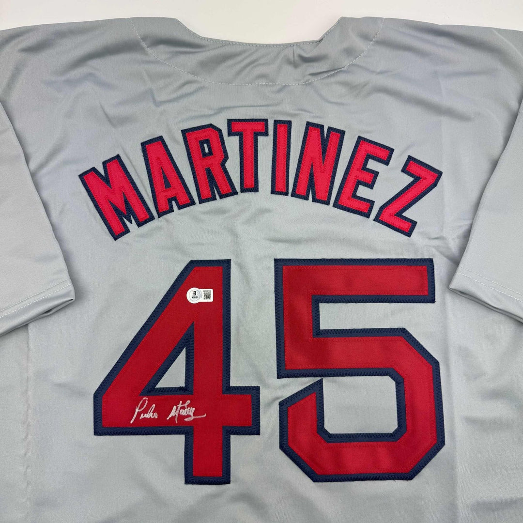 Autographed/Signed Pedro Martinez Boston Grey Jersey Beckett BAS COA