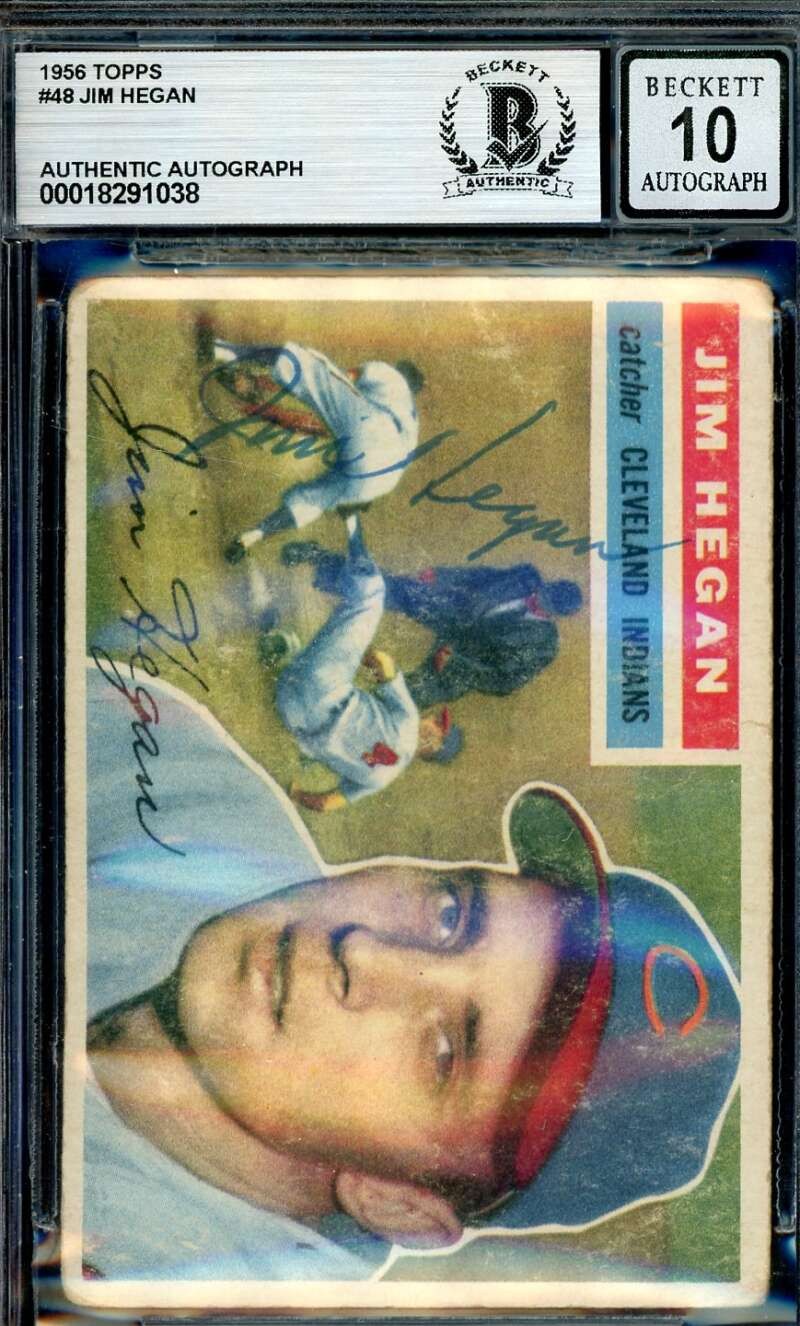 Jim Hegan Gem Mint 10 Beckett BAS Signed 1956 Topps Autograph