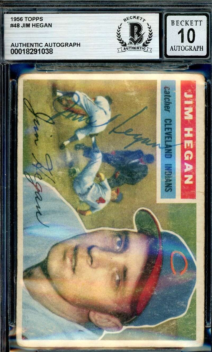Jim Hegan Gem Mint 10 Beckett BAS Signed 1956 Topps Autograph