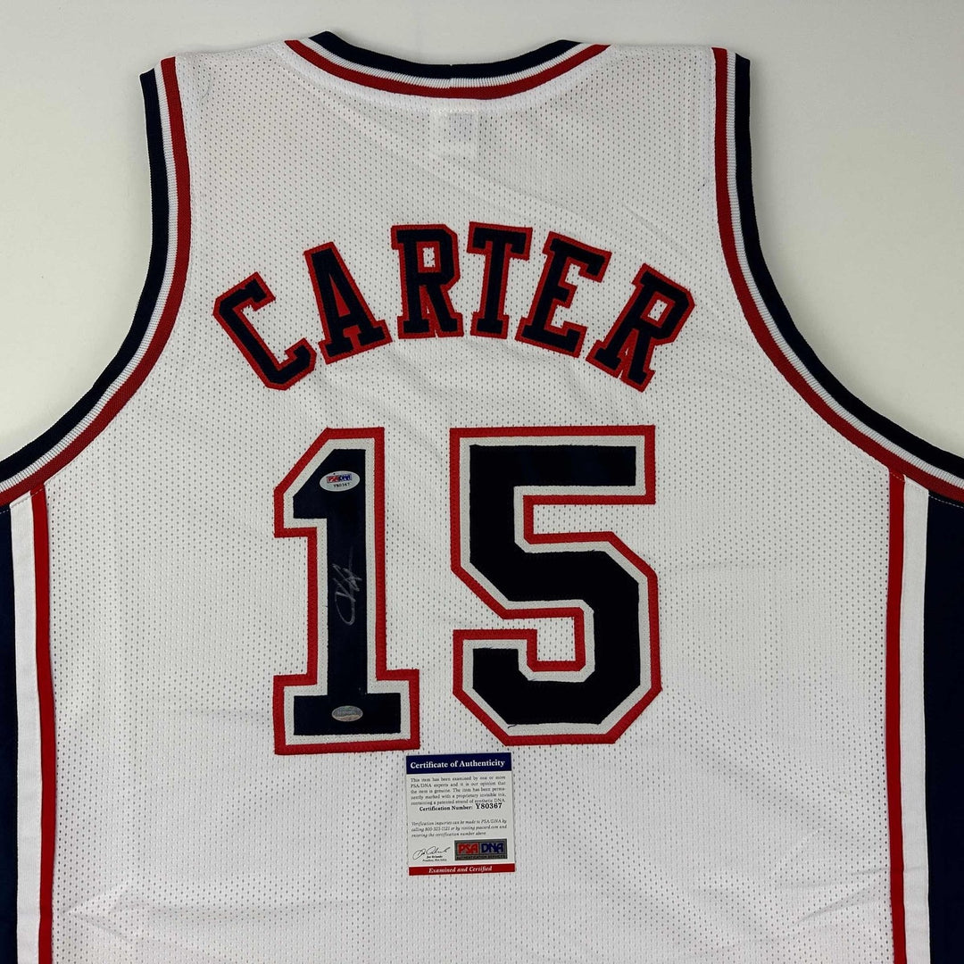 Autographed/Signed Vince Carter New Jersey White Jersey PSA/DNA COA