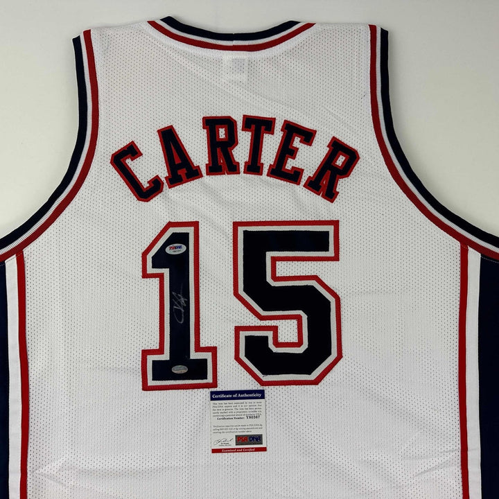 Autographed/Signed Vince Carter New Jersey White Jersey PSA/DNA COA