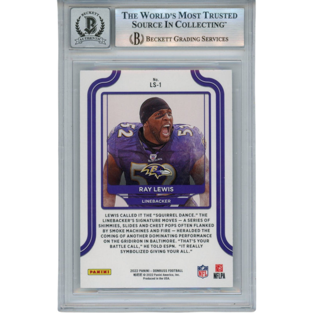 Ray Lewis Autographed 22 Donruss Legends Series #LS-1 Trading Card Beckett 52962