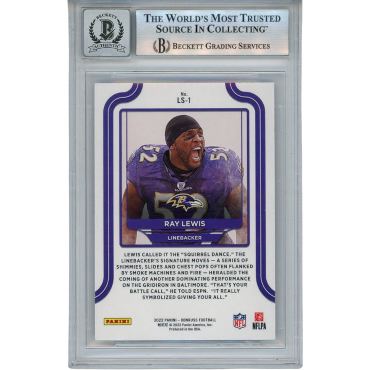 Ray Lewis Autographed 22 Donruss Legends Series #LS-1 Trading Card Beckett 52962