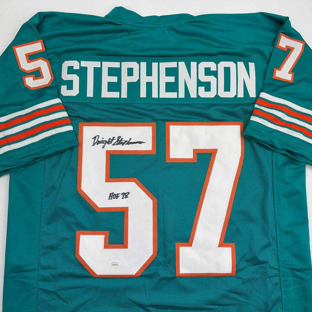 Autographed/Signed Dwight Stephenson HOF 98 Miami Teal Jersey JSA COA