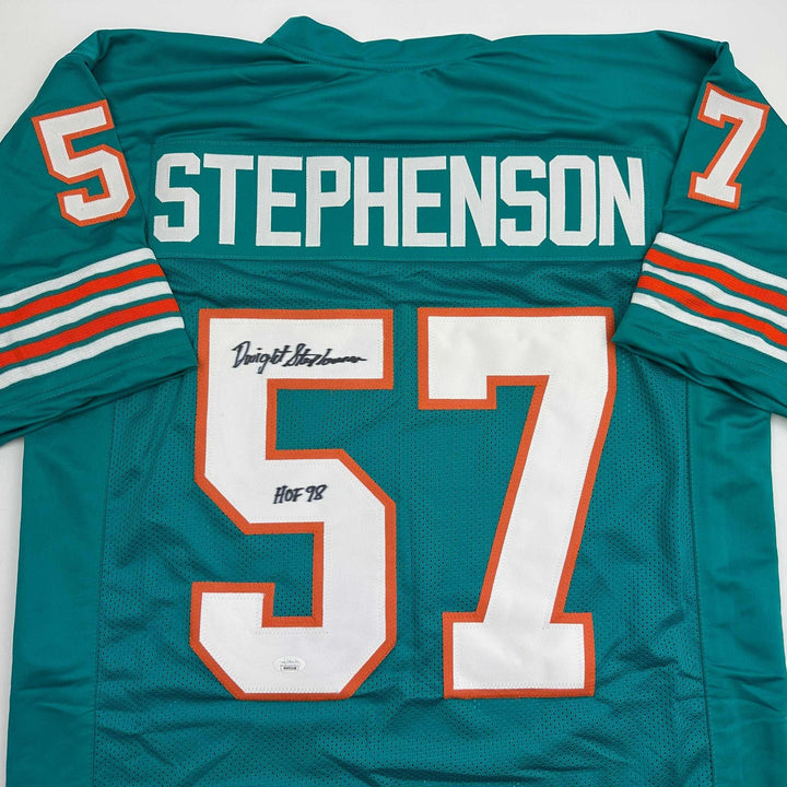 Autographed/Signed Dwight Stephenson HOF 98 Miami Teal Jersey JSA COA
