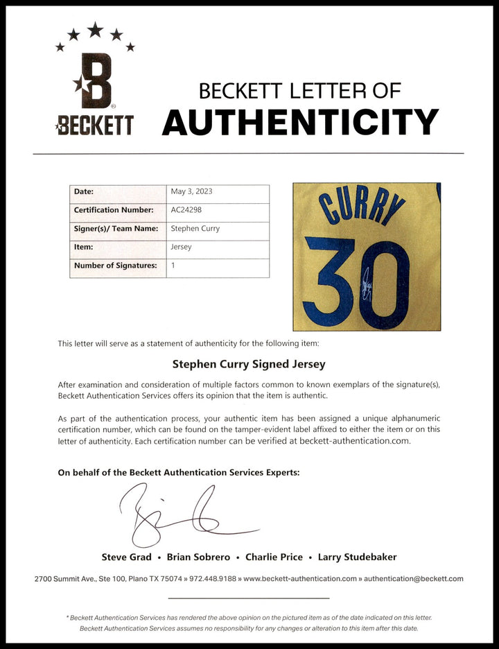 Warriors Stephen Curry Signed Yellow Nike Swingman Jersey Size 48 Beckett