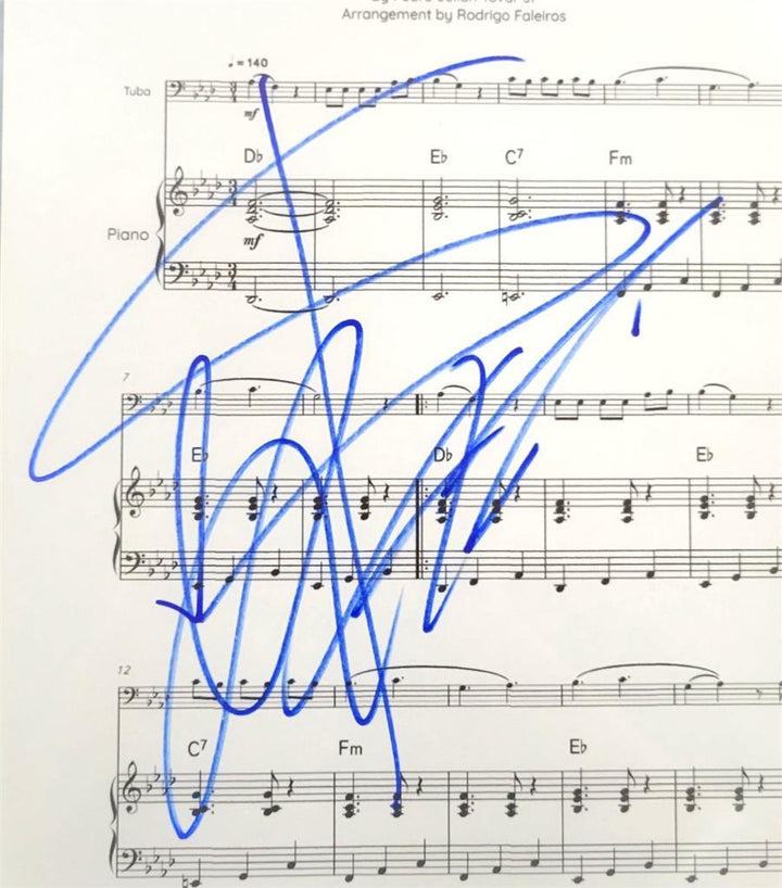 Peso Pluma signed Ella Baila Sola 8x10 music sheet autograph (A)~ Beckett BAS