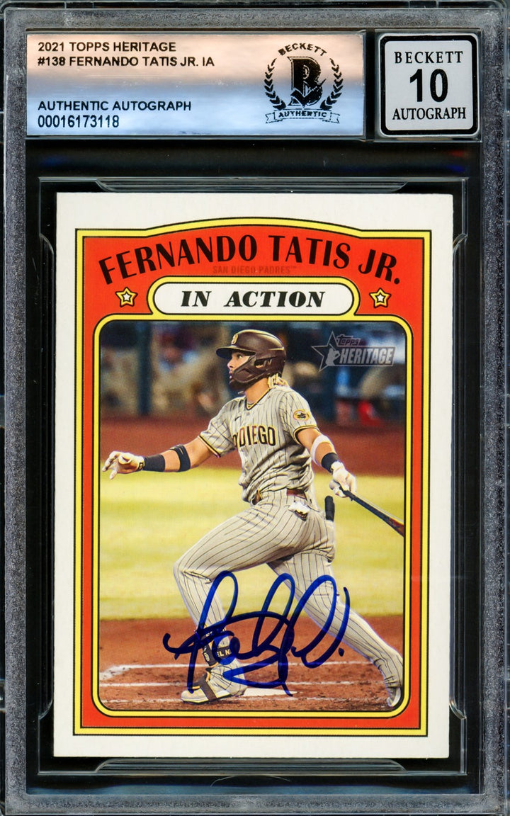 Fernando Tatis Jr. Signed 2021 Topps Heritage Card #138 San Diego Padres
