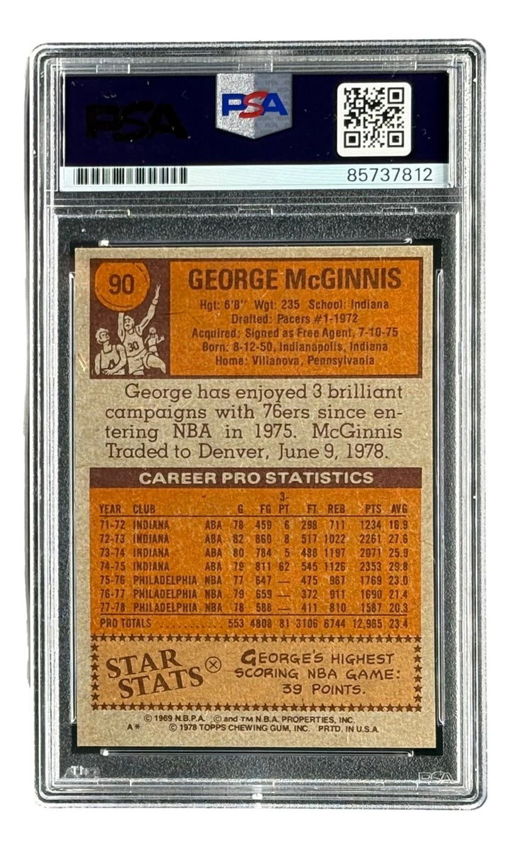 George McGinnis Signed 1978 Topps #90 76ers Trading Card PSA/DNA