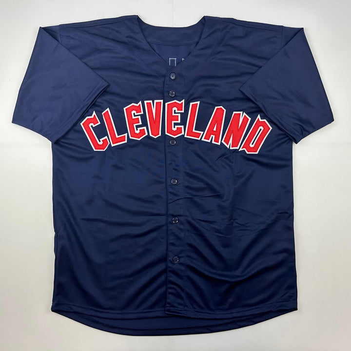 Facsimile Autographed Jose Ramirez Cleveland Blue Reprint Auto Jersey Men's XL