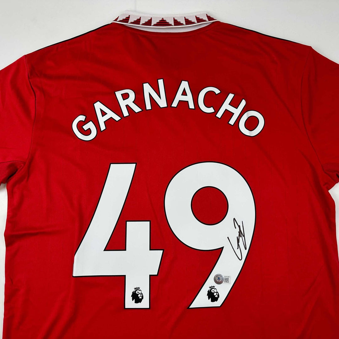 Autographed/Signed Alejandro Garnacho Manchester United Red Jersey BAS COA