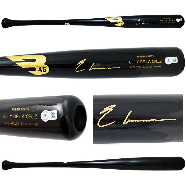 Elly De La Cruz Signed Black B45 Player Model Bat Cincinnati Reds Beckett Wit
