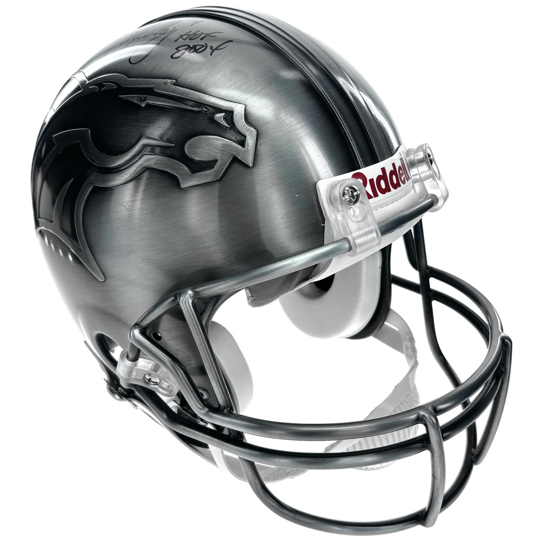 John Elway Signed Denver Broncos Pewter Full Size Helmet #D/107 JSA Autograph