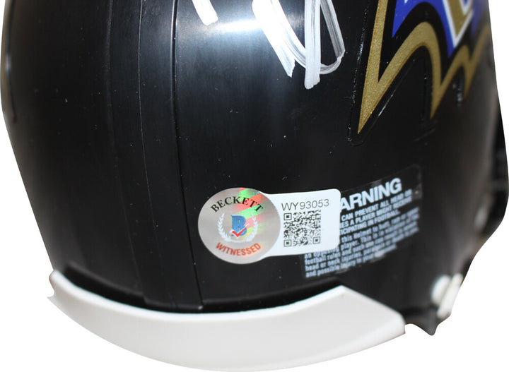 Ray Lewis & Ed Reed Signed Baltimore Ravens VSR4 Mini Helmet Beckett 38887