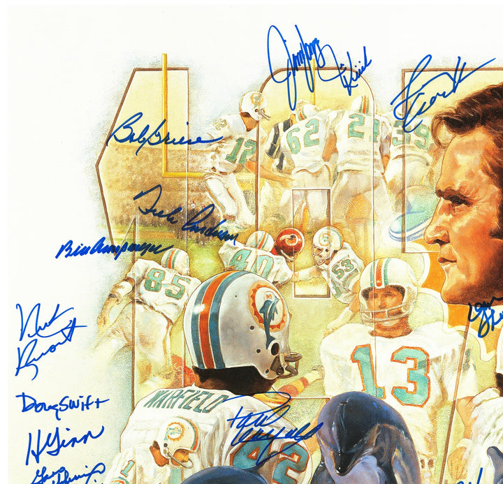 1972 Dolphins Perfect Season Team Auto Lithograph Photo 40+ Sigs Shula, Griese #