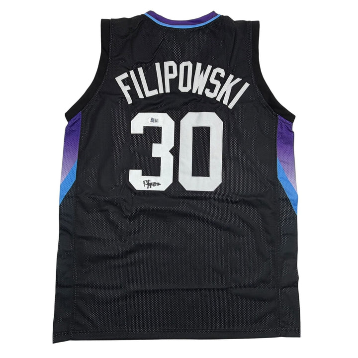 Autographed/Signed Kyle Filipowski Utah Black Basketball Jersey Beckett BAS COA