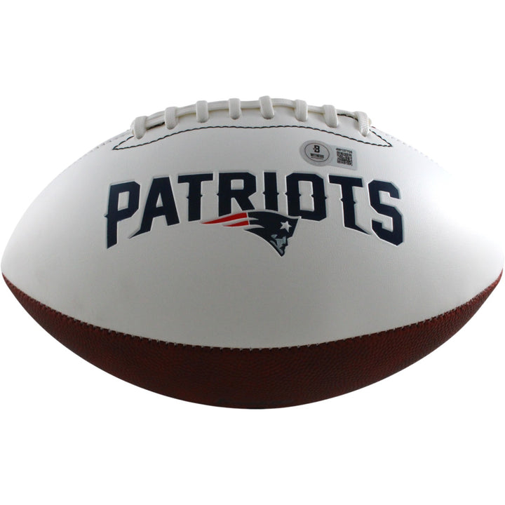 Ty Law Autographed/Signed New England Patriots Logo Football HOF Beckett 54298