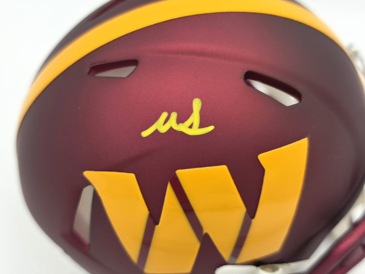 Mike Sainristil Signed Commanders Maroon Speed Mini Helmet Beckett Witness