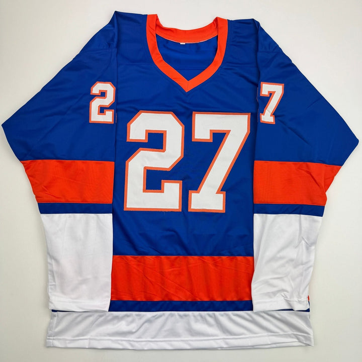 Autographed/Signed Anders Lee New York Blue Hockey Jersey Beckett BAS COA