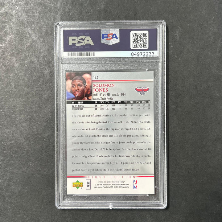 2007-08 Upper Deck #144 Solomon Jones Signed Card AUTO PSA/DNA Slabbed Hawks