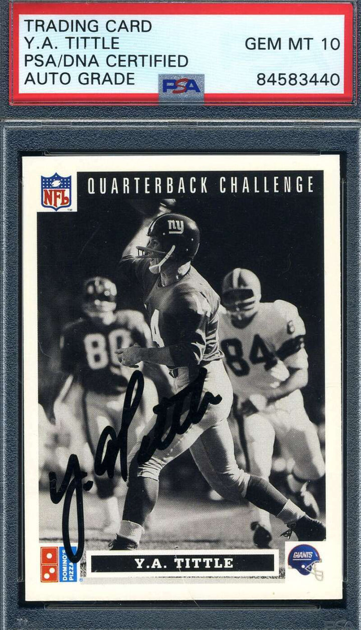 Ya Tittle Gem Mint 10 PSA DNA Signed 1990 Dominos Upper Deck Autograph 1