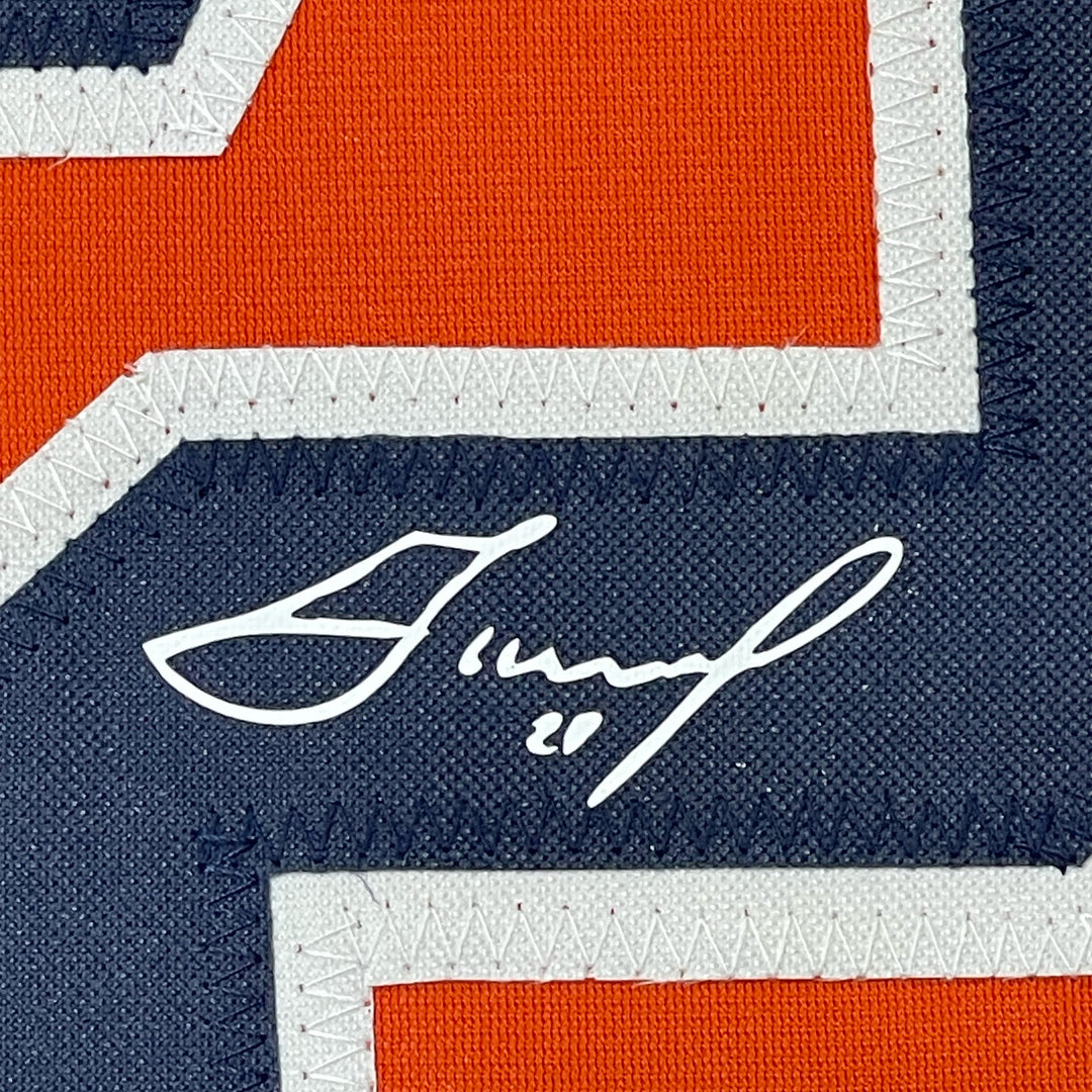Framed Facsimile Autographed Jose Altuve 33x42 Orange Reprint Laser Auto Jersey