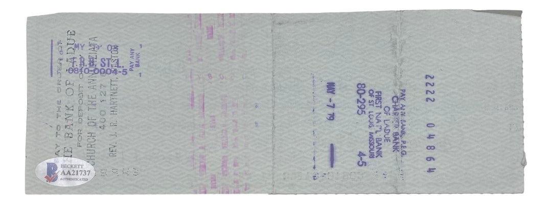 Stan Musial St. Louis Cardinals Signed  Bank Check #5530 BAS