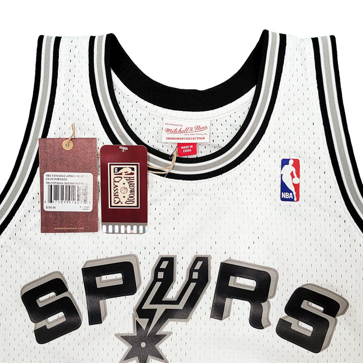 Spurs David Robinson Auto White Auth Mitchell Ness Swingman Jersey XL Beckett