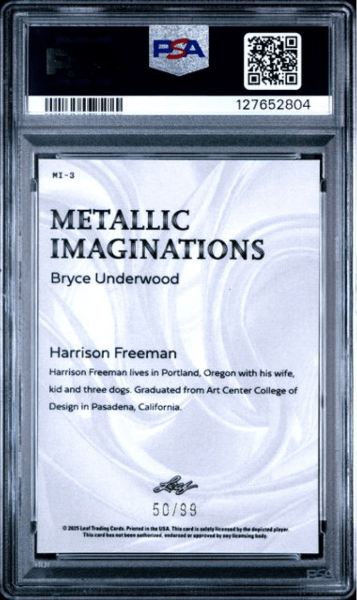 Graded 2025 Leaf Bryce Underwood MI3 Metallic 2 Gold /99 Rookie Card PSA 10