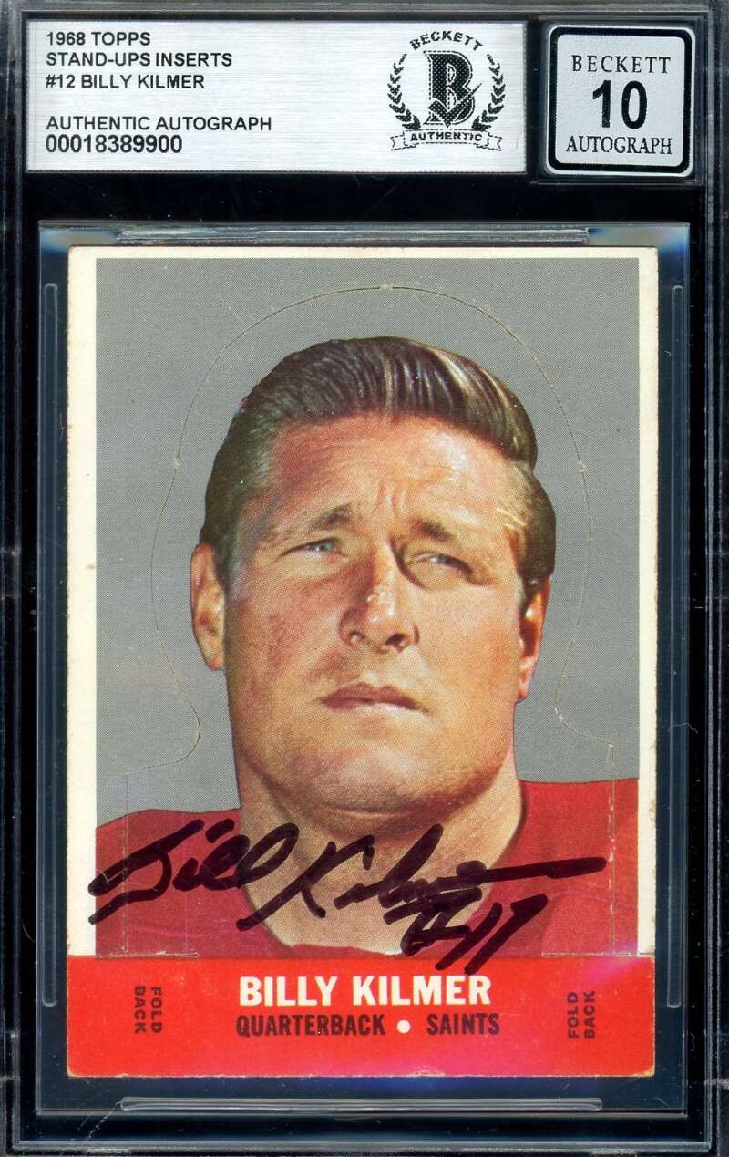 Billy Kilmer Gem Mint 10 Beckett BAS Signed 1968 Topps Stand-Ups Inserts Autogra