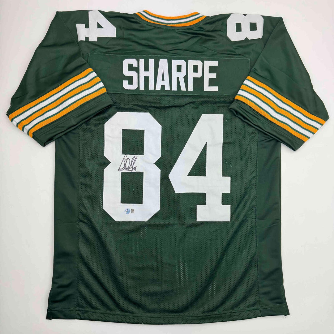 Autographed/Signed Sterling Sharpe Green Bay Green Jersey Beckett COA