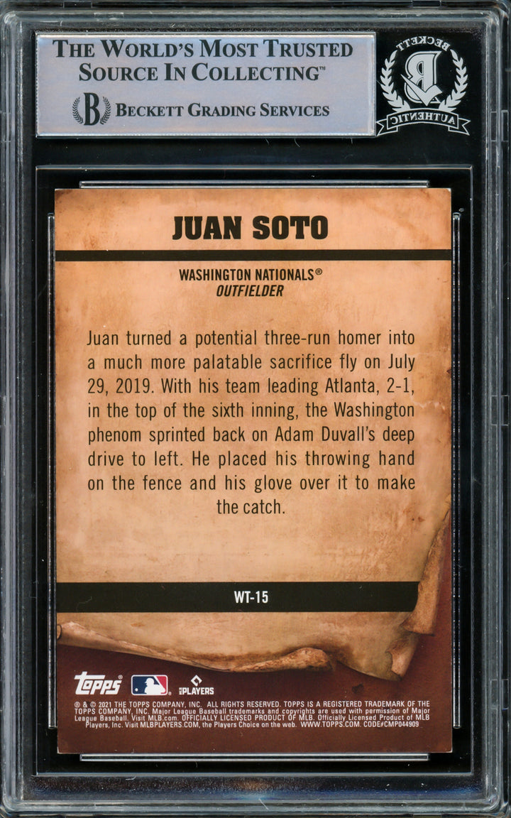 Juan Soto Autographed 2021 Topps Big League Wanted Card Yankees Beckett 15781729