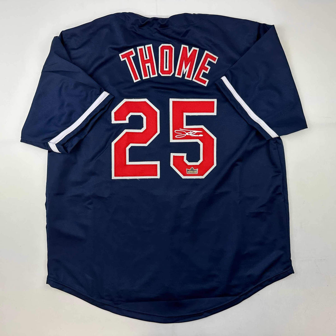 Facsimile Autographed Jim Thome Cleveland Blue Reprint Jersey Size Men's XL