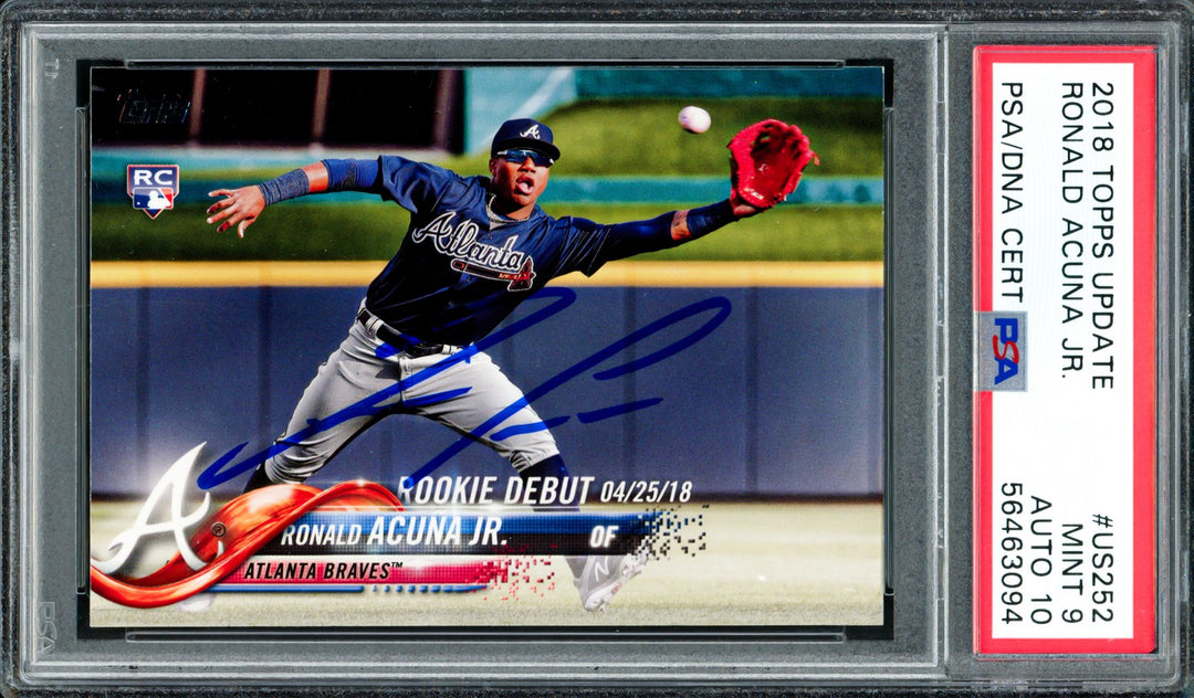 Ronald Acuna Jr. Auto 2018 Topps Update RC US252 Braves PSA 9 Auto GM 10 PSA/DNA