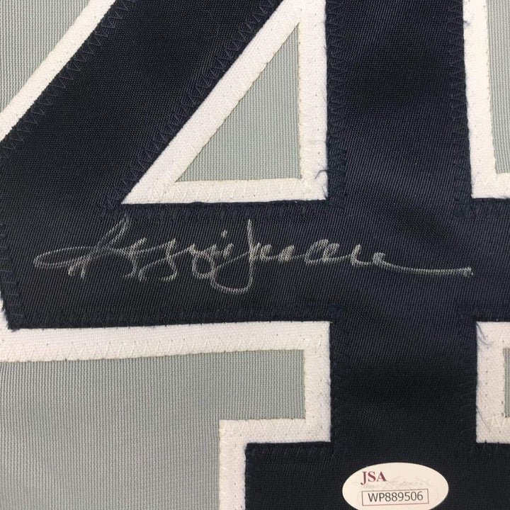 Autographed/Signed REGGIE JACKSON New York Grey Jersey JSA COA Auto