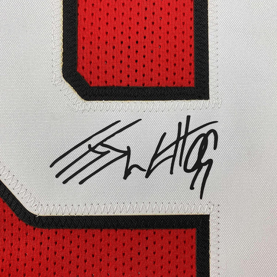 Framed Facsimile Autographed JJ J.J. Watt 33x42 Red Reprint Laser Auto Jersey