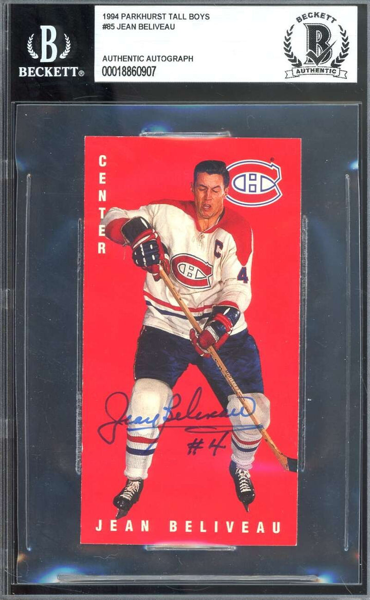 Jean Beliveau Beckett BAS Signed 1994 Parkhurst Tall Boys Autograph