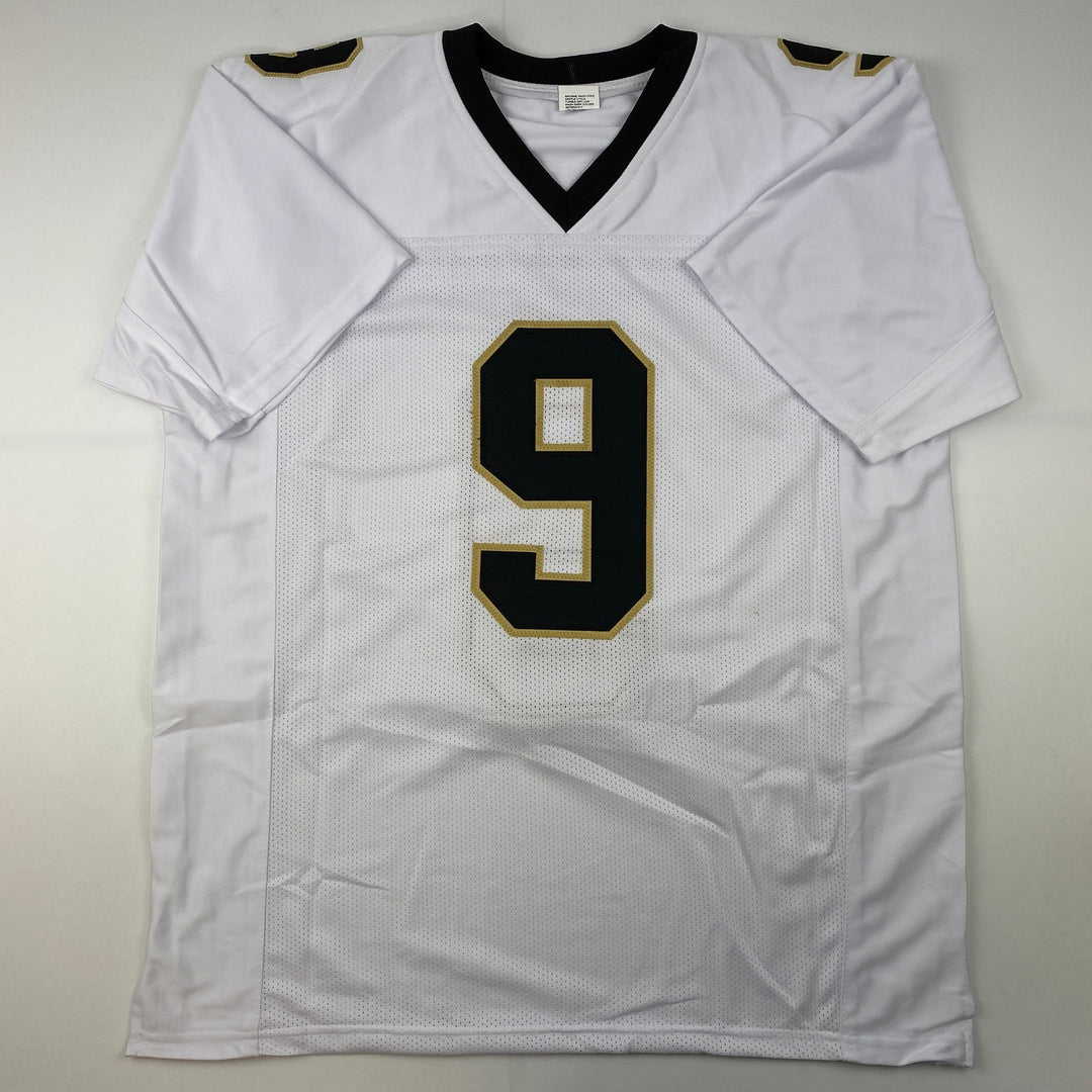 Facsimile Autographed Drew Brees New Orleans White Reprint Jersey Size Men's XL