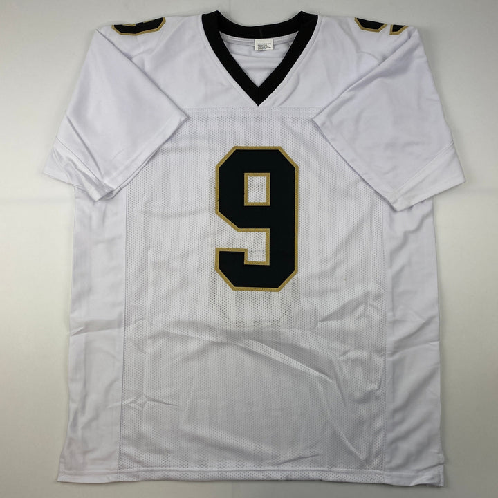 Facsimile Autographed Drew Brees New Orleans White Reprint Jersey Size Men's XL