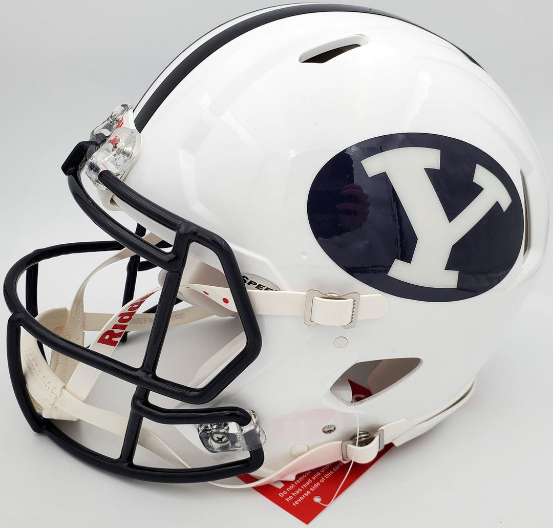 Zach Wilson Signed BYU Cougars White Full Size Authentic Speed Helmet Beckett QR