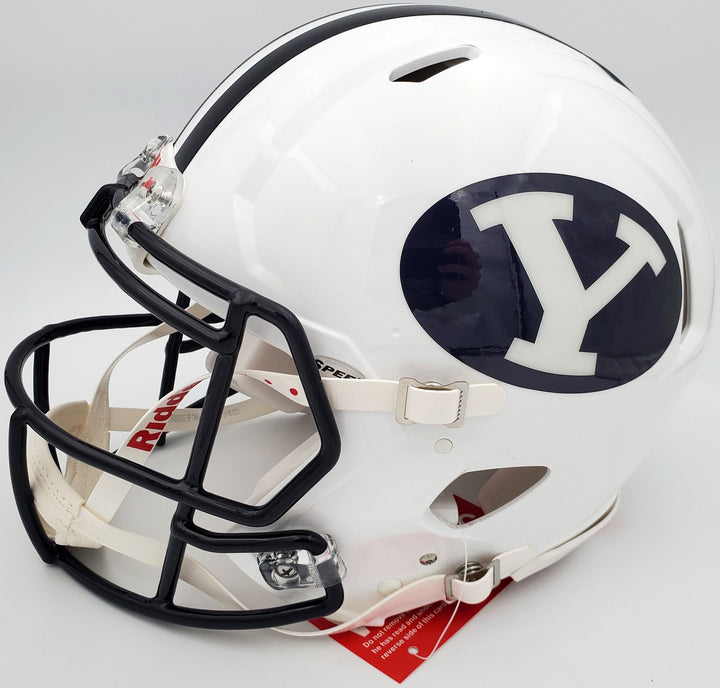 Zach Wilson Signed BYU Cougars White Full Size Authentic Speed Helmet Beckett QR