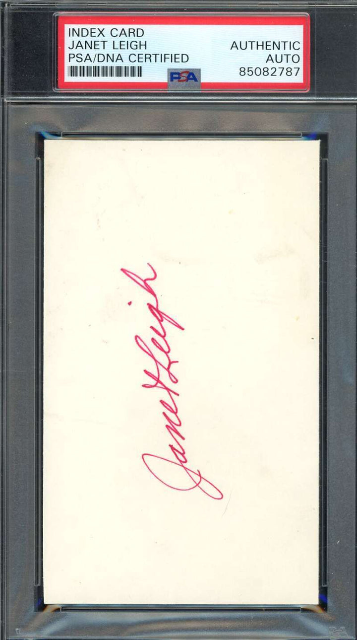 Janet Leigh PSA DNA Signed 3x5 Index Card Autograph